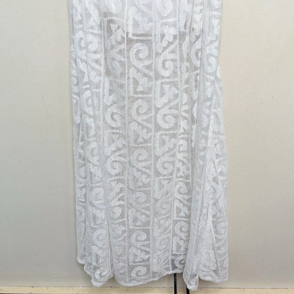 Farm Rio Womens P White Maxi Short Sleeve Lace Open Back Dress - Picture 12 of 13